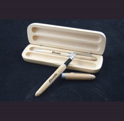 parure stylos bois plume gravés avec prénom